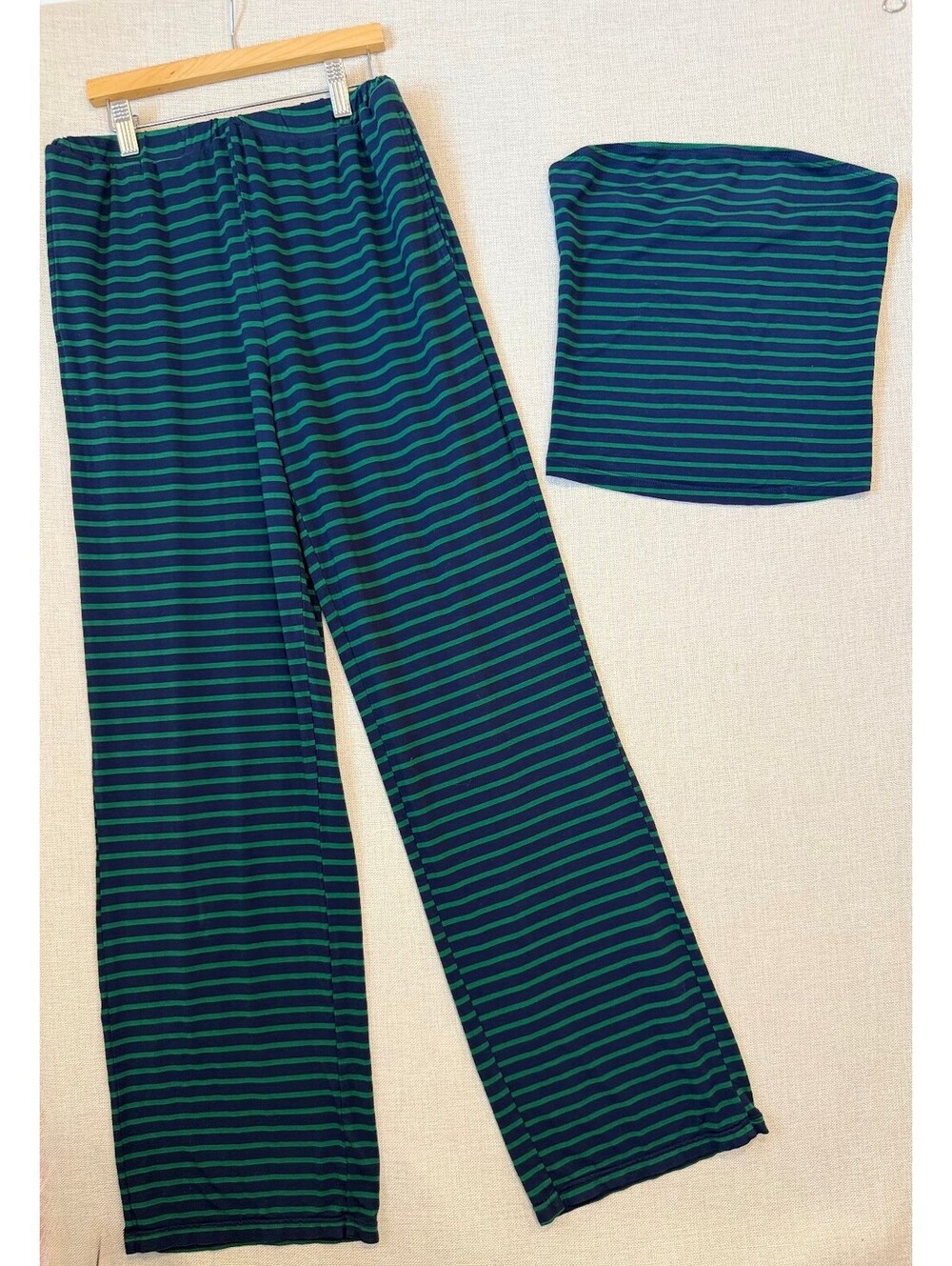 Trendy Queen Womens 2 Piece Lounge Sets Striped Tube Tops & Pants Size XS